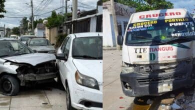 Por no ceder el paso, auto choca contra una combi y colicia un tercer coche