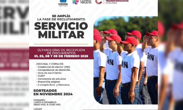 Extienden plazo para entrega de Pre Cartilla del Servicio Militar Nacional en Cozumel