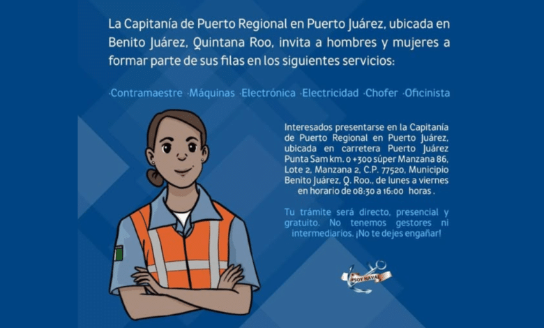 Capitanías de Puerto tienen 34 plazas disponibles