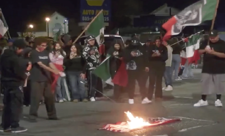 Mexicanos queman banderas en protesta por deportaciones en EU