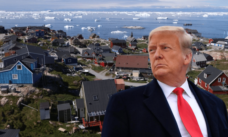 Donald Trump, imagen editada de groelandia de fondo